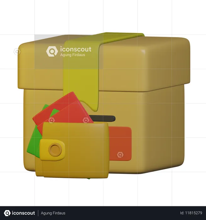 Caja y billetera  3D Icon