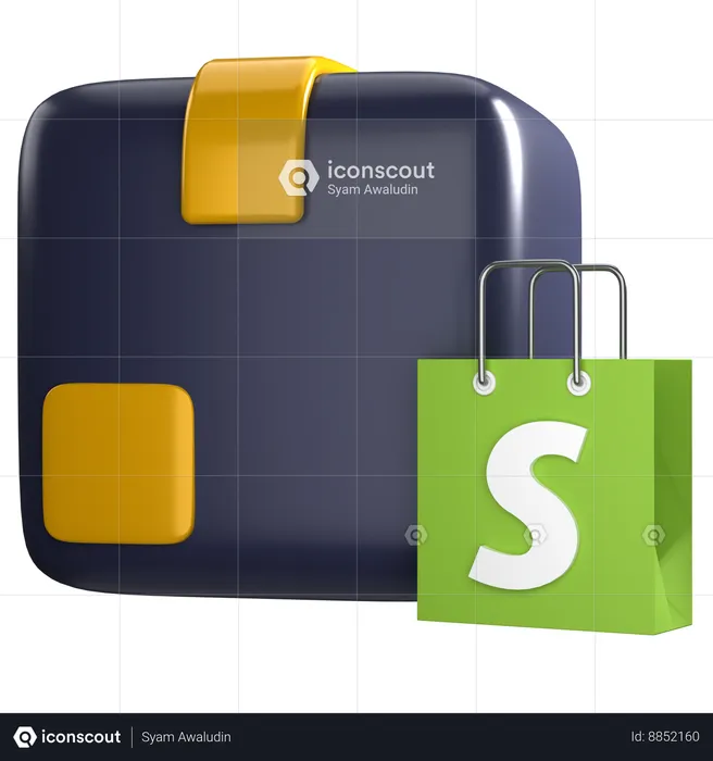 Caja y bolsa de compras  3D Icon