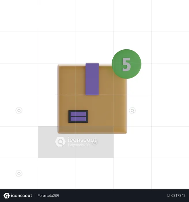 Cuadro y cinco notificaciones  3D Icon