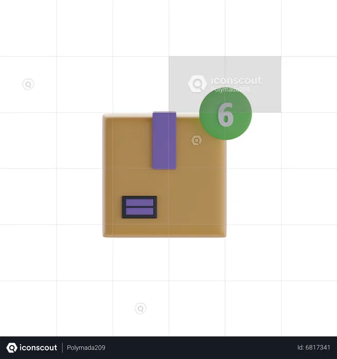 Cuadro y seis notificaciones  3D Icon
