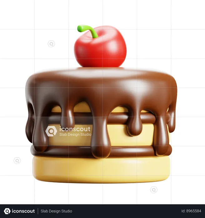 Cake With Cherry  3D Icon