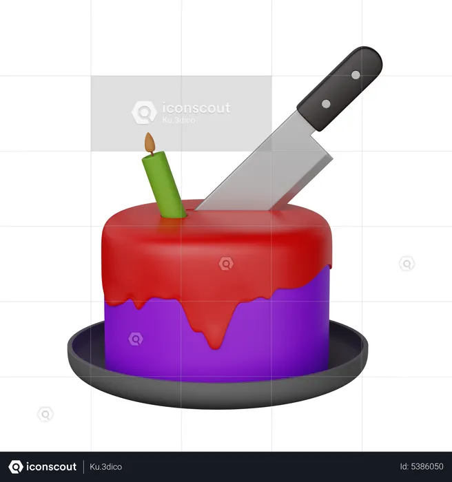 Cake with knife  3D Icon