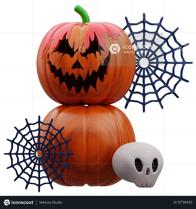 Calabaza con calavera  3D Icon