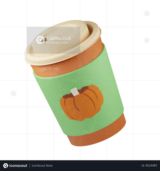 Café con leche con especias de calabaza  3D Icon