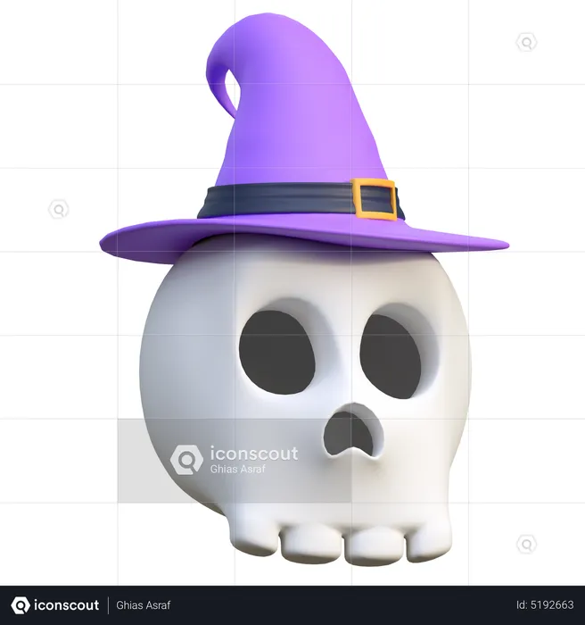 Calavera con sombrero de bruja  3D Icon