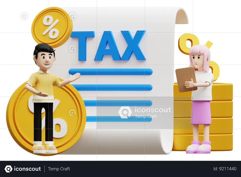 Calcul de la taxe  3D Illustration