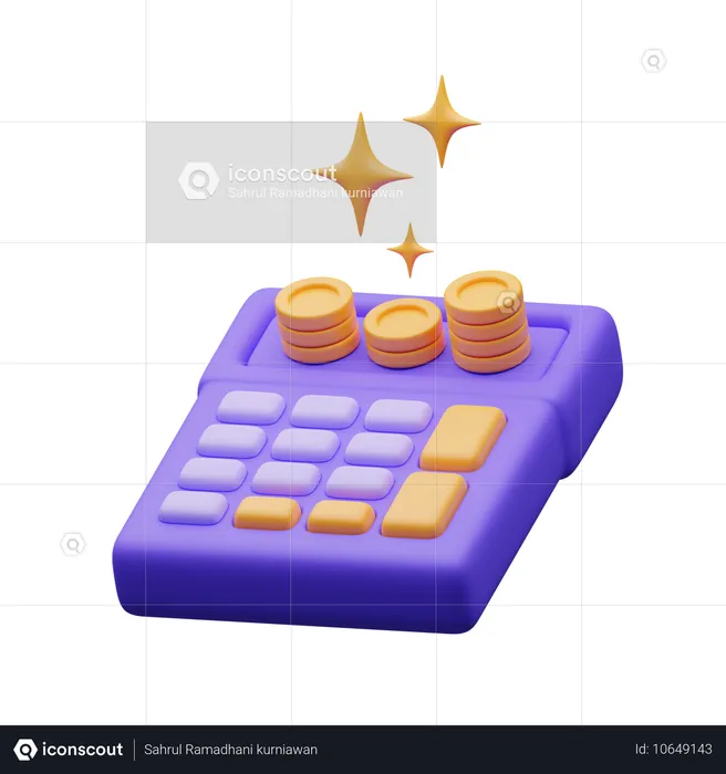 Calculadora com moedas  3D Icon