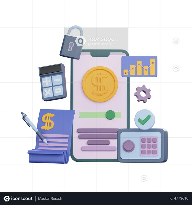 Calculate Saving  3D Icon