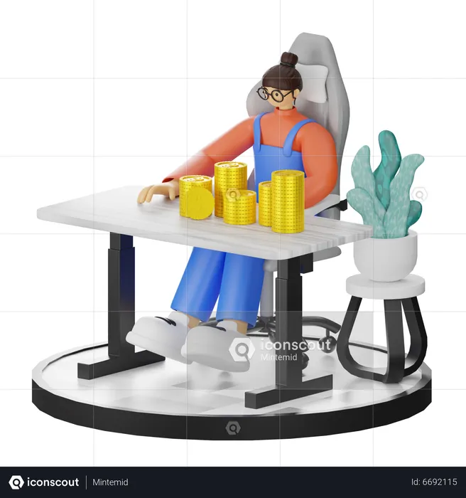 Calculating Earnings  3D Illustration