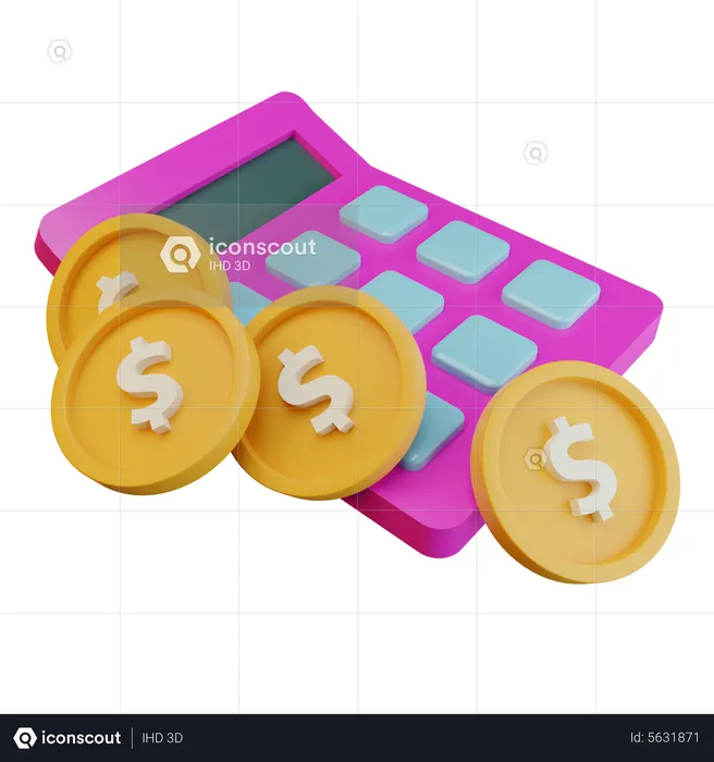 Calculator And Coin  3D Icon