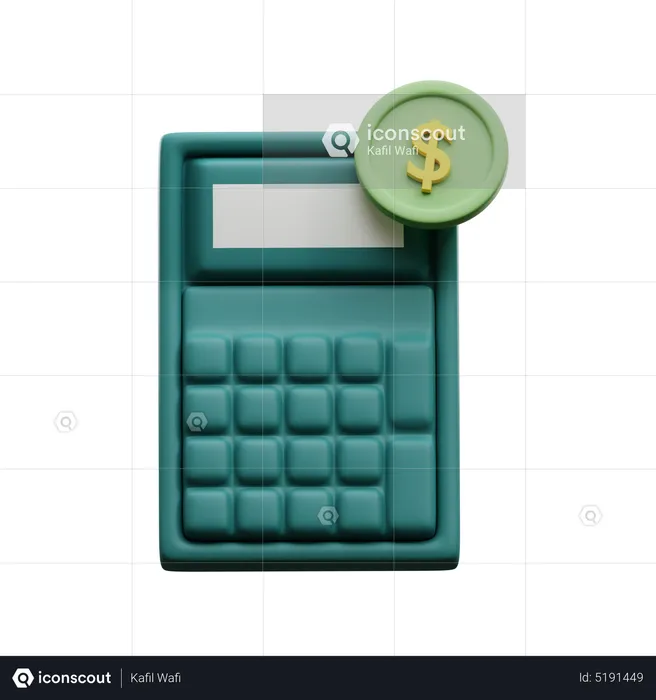 Calculator And Dollar Coin  3D Icon