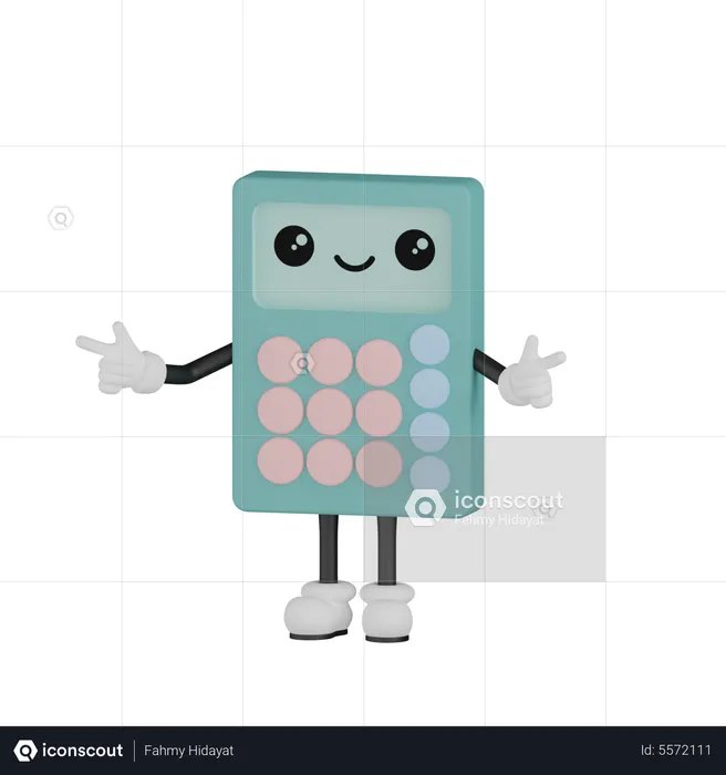 Calculator Give Victory Pose  3D Illustration