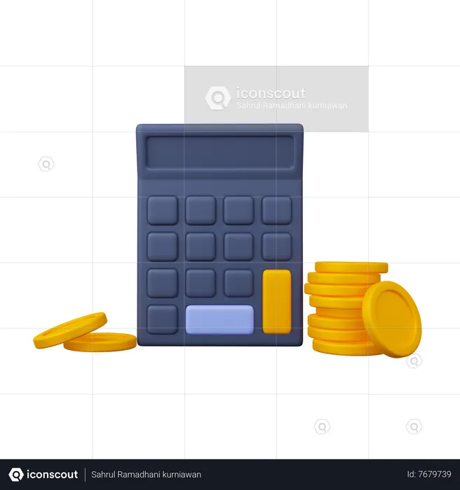 Calculator with coin  3D Icon