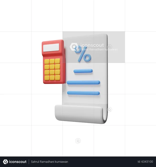 Calculator With Tax  3D Icon