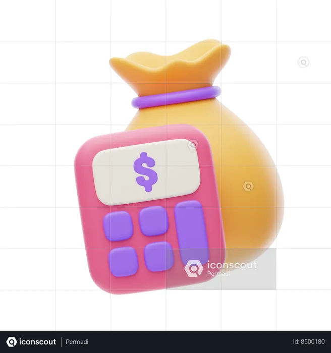 Cálculo de bolsa de dinheiro  3D Icon