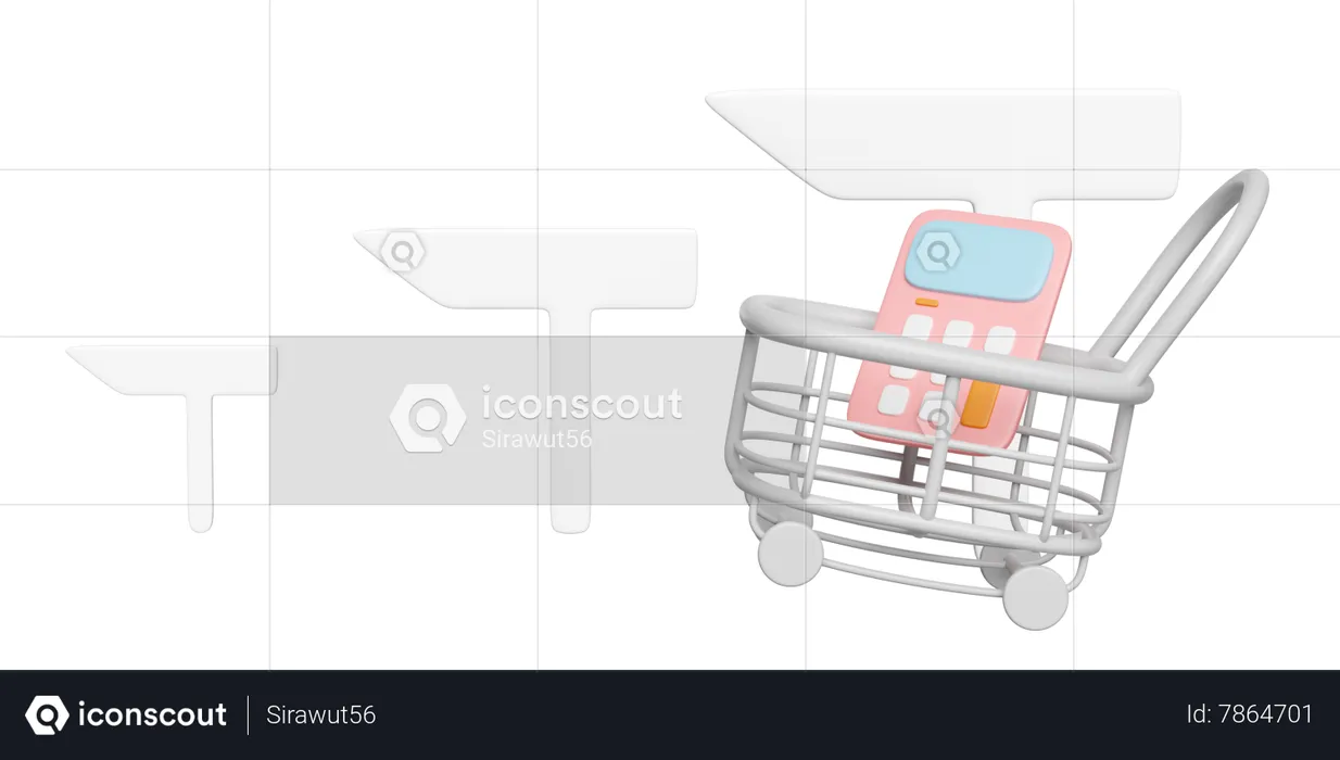 Cálculo de compras  3D Icon