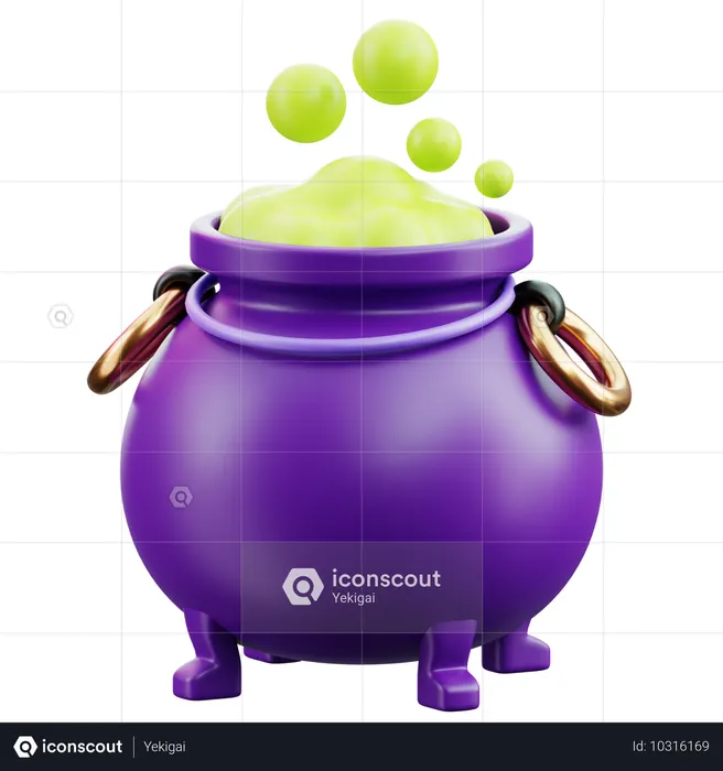 Caldero de bruja con burbujas  3D Icon