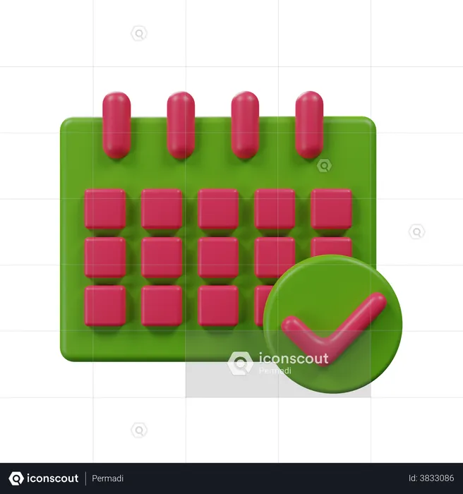Calendar Check  3D Illustration