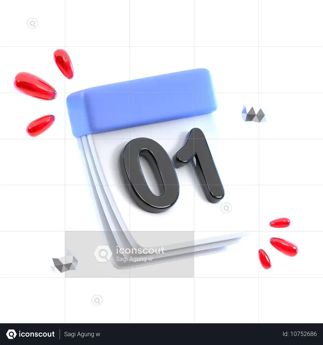 Calendar Date 01  3D Icon