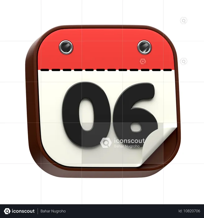 Calendar Date 06  3D Icon