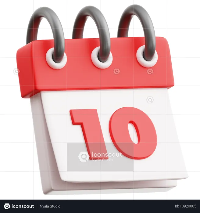 Calendar Date 10  3D Icon