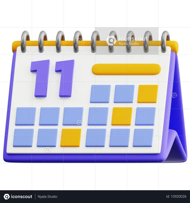 Calendar Date 11  3D Icon