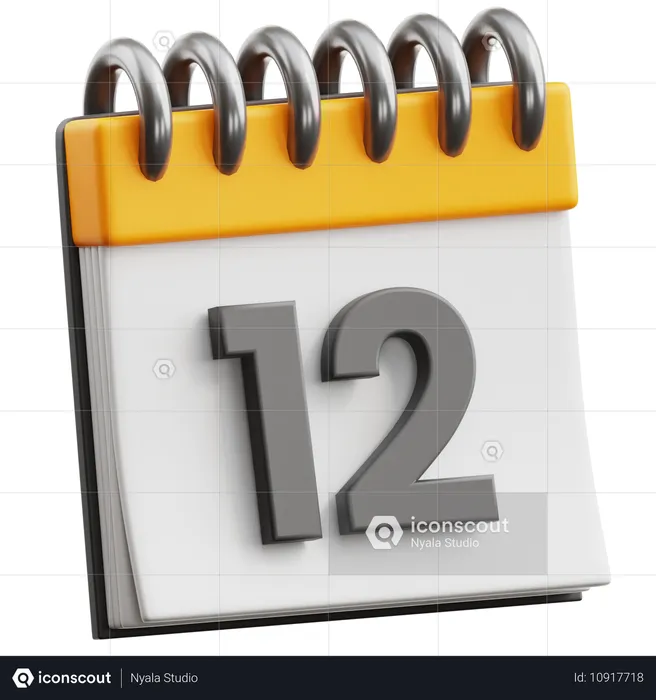 Calendar Date 12  3D Icon