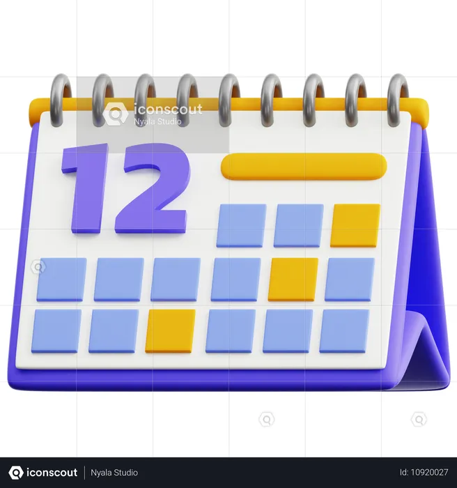 Calendar Date 12  3D Icon