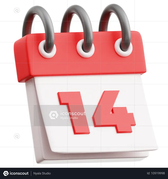 Calendar Date 14  3D Icon