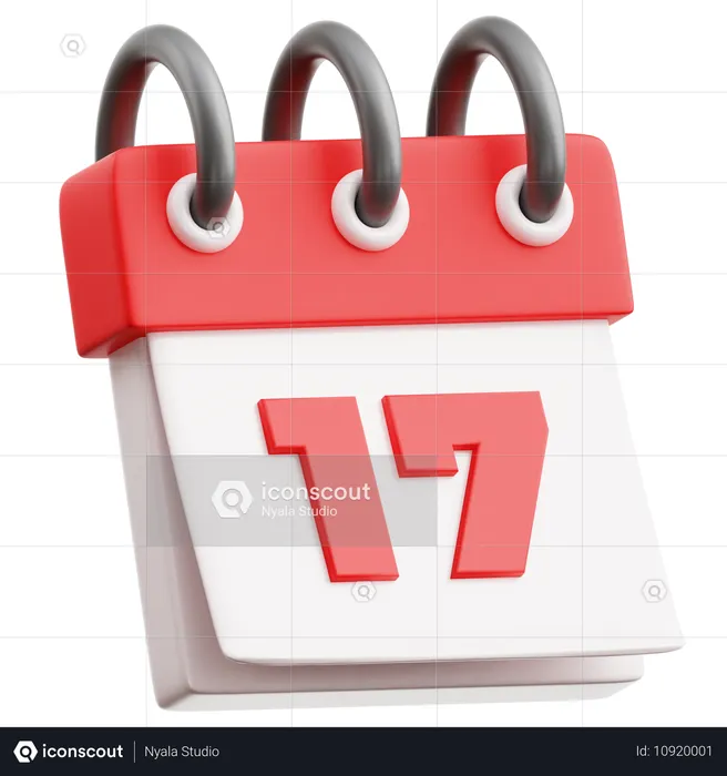 Calendar Date 17  3D Icon