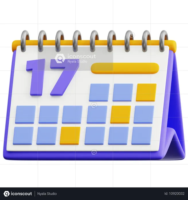 Calendar Date 17  3D Icon