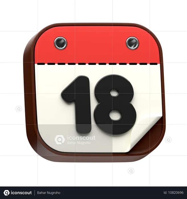 Calendar Date 18  3D Icon