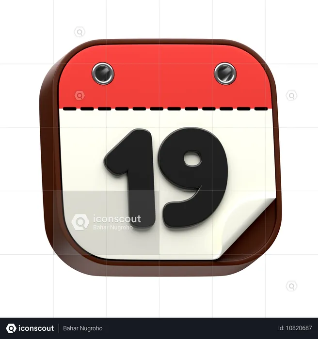 달력 날짜 19  3D Icon