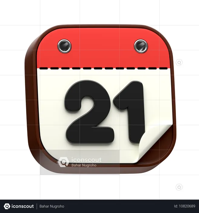 Calendar Date 21  3D Icon