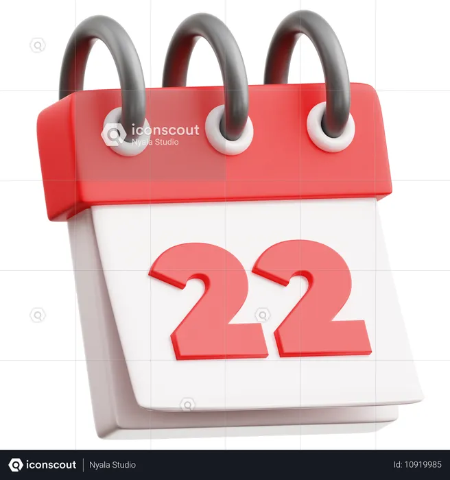 Calendar Date 22  3D Icon