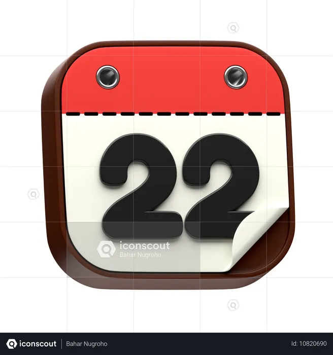 Calendar Date 22  3D Icon