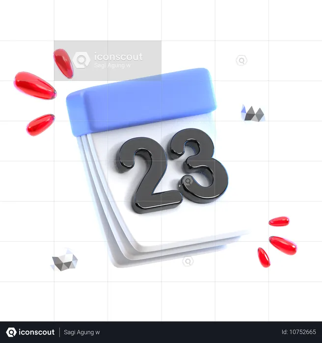 달력 날짜 23  3D Icon