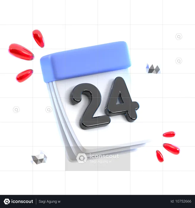 Calendar Date 24  3D Icon