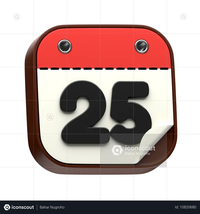 カレンダーの日付 25  3D Icon