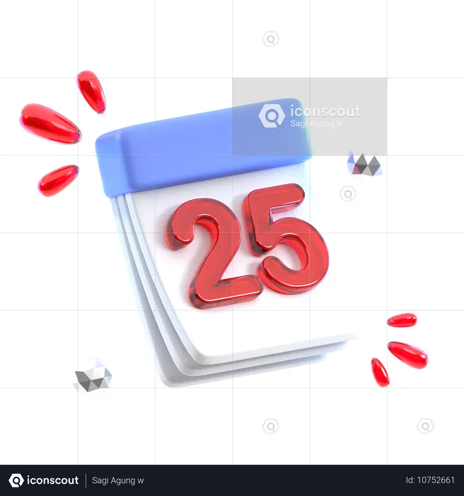 Calendar Date 25  3D Icon