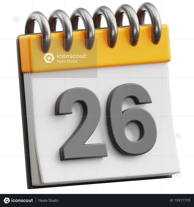 Calendar Date 26  3D Icon