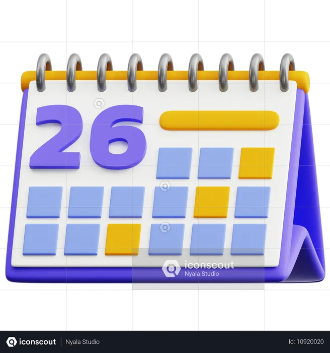 Calendar Date 26  3D Icon