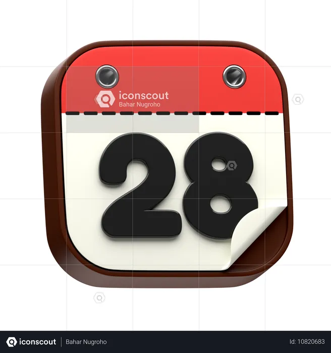 Calendar Date 28  3D Icon