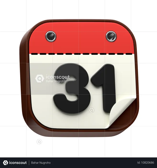 カレンダーの日付 31  3D Icon