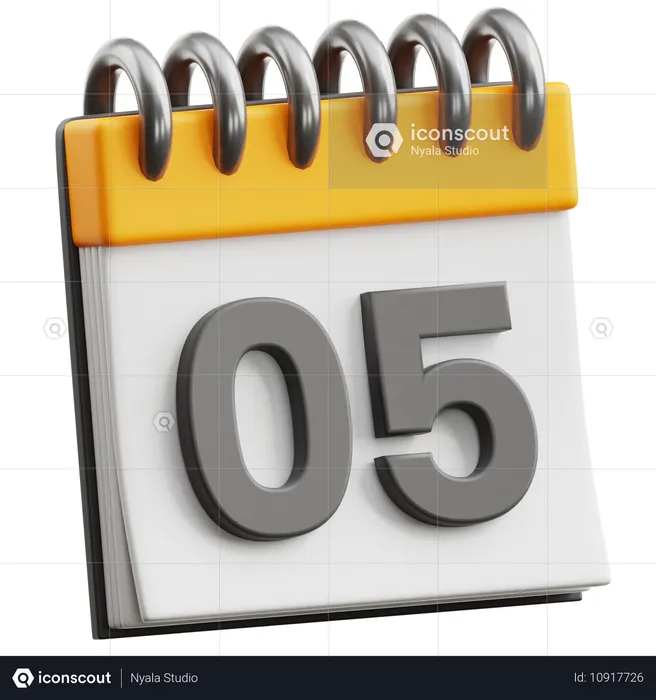 Calendar Date 5  3D Icon