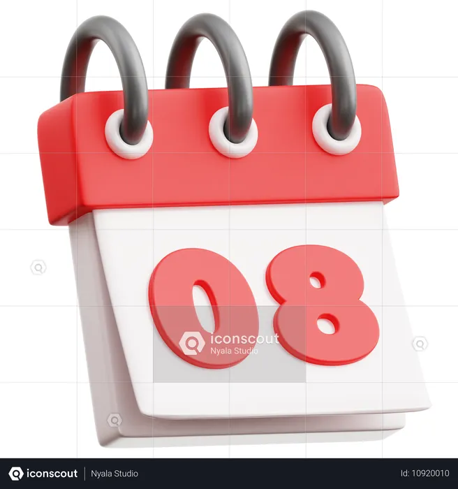 Calendar Date 8  3D Icon