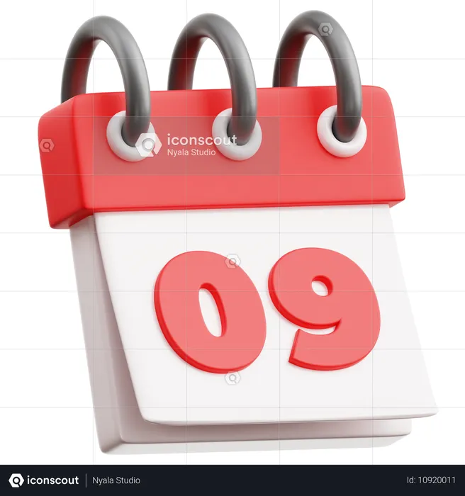 Calendar Date 9  3D Icon