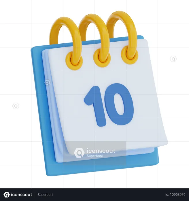 Calendar Day 10  3D Icon