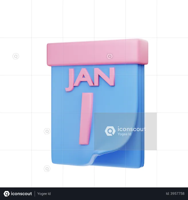 Calendar of 1st January  3D Icon