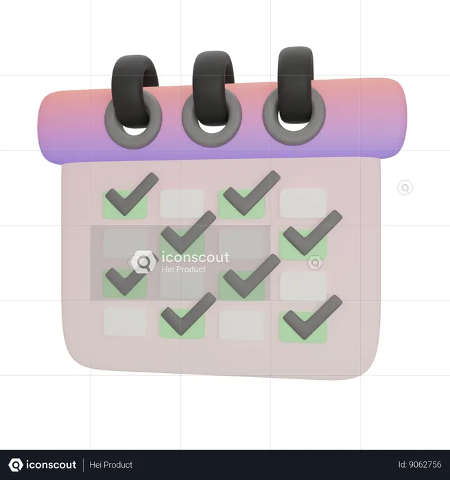 Calendar Successful Daily Target Schedule  3D Icon